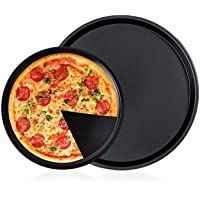 ATUIO - Bandejas Pizza Horno Redondas [2 Piezas]- Bandejas Pizza Juego [8 Pulgadas] &amp- [6 Pulgadas]- Bandeja Redonda para…